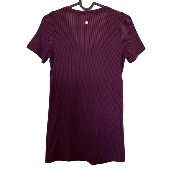 Lululemon Karmady Short Sleeve Tonka Stripe Burnout Plum Size 2 - Picture 3 of 6